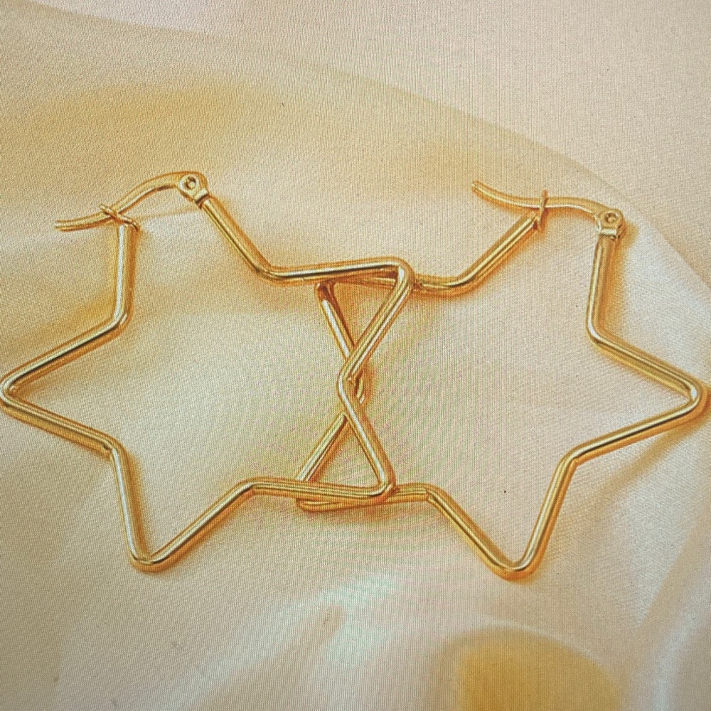 Gold Star Hoop Earrings - Women Jewelry